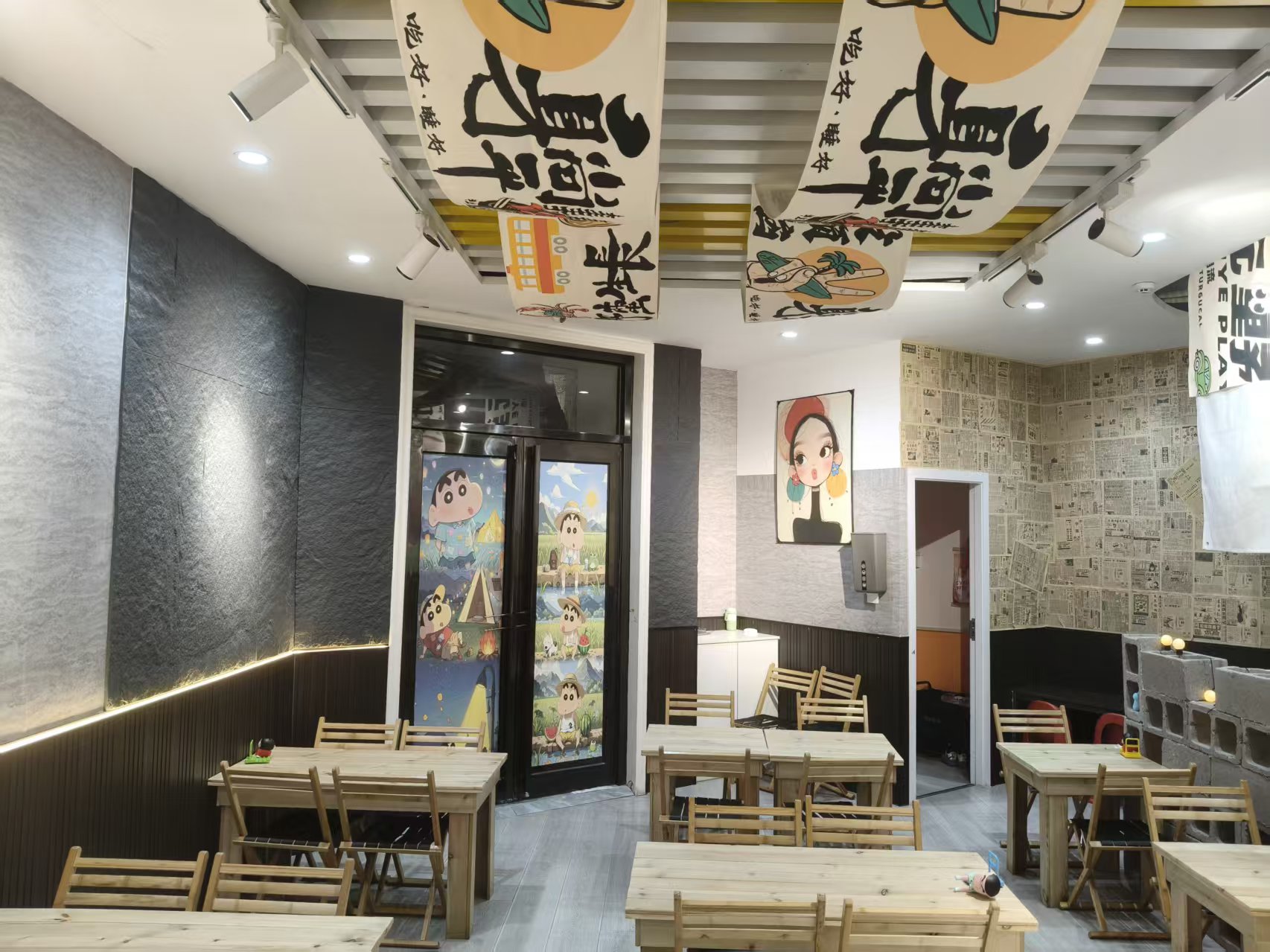 Bright interior dining room of the sesame mix restaurant